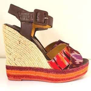 Betty Muller Red Espadrilles Wedges 6 NWOT